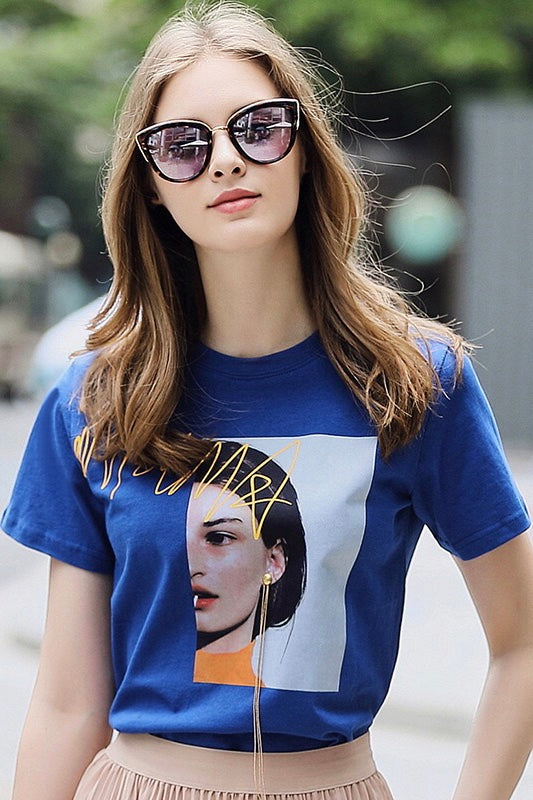 Blue T-Shirt W/ Earing