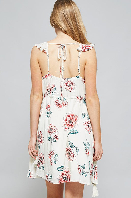 Floral Plunge Neck Dress