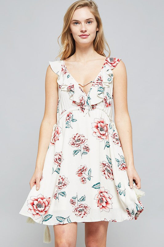 Floral Plunge Neck Dress