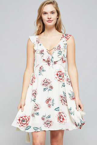 Floral Plunge Neck Dress