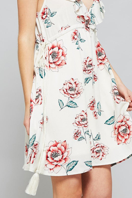Floral Plunge Neck Dress