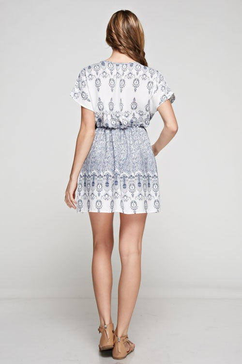 Paisley Border Print Woven Dress - Dress Album