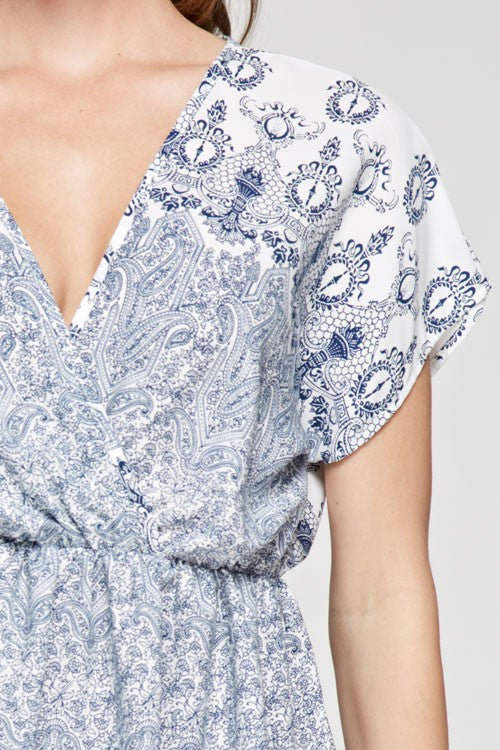 Paisley Border Print Woven Dress - Dress Album