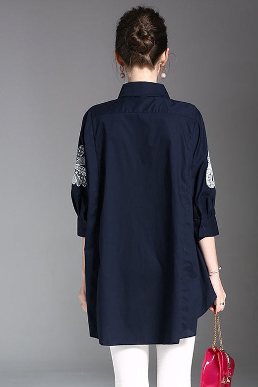 Oversized Floral Embroidered Blouse