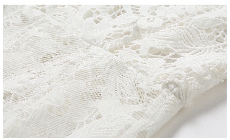 White Lace Dress W/ Mesh Overlay