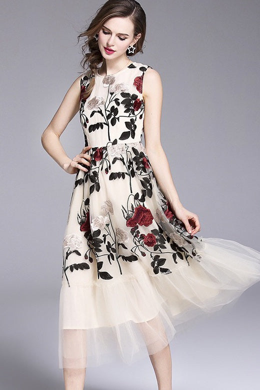 rose embroidered mesh dress Briar Rose Isabella Embroidered Mesh Gown