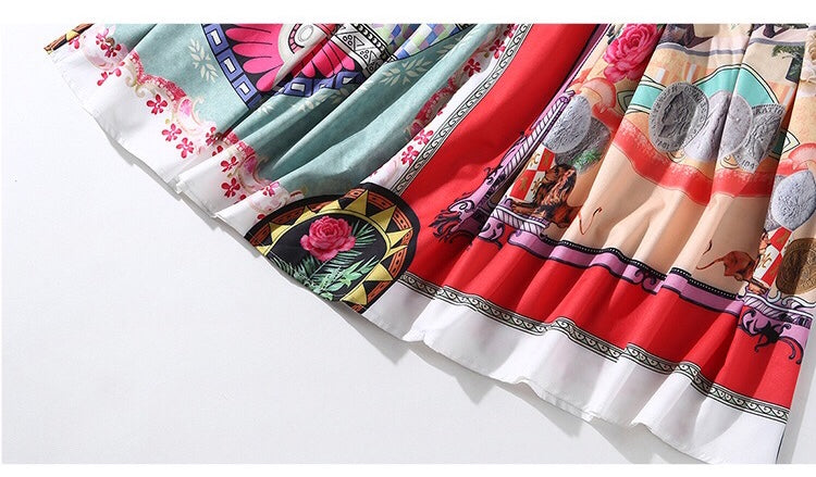 Short Sleeve Vintage Print Dress