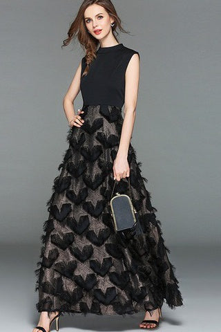 Black and Gold Star Maxi Dress