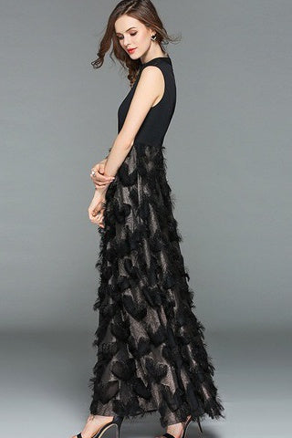 Black and Gold Star Maxi Dress