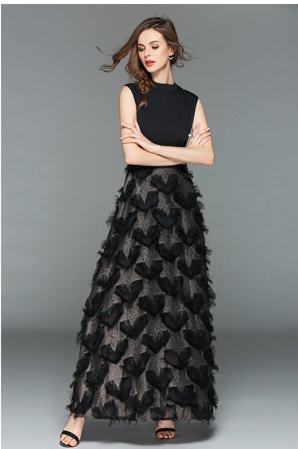 Black and Gold Star Maxi Dress