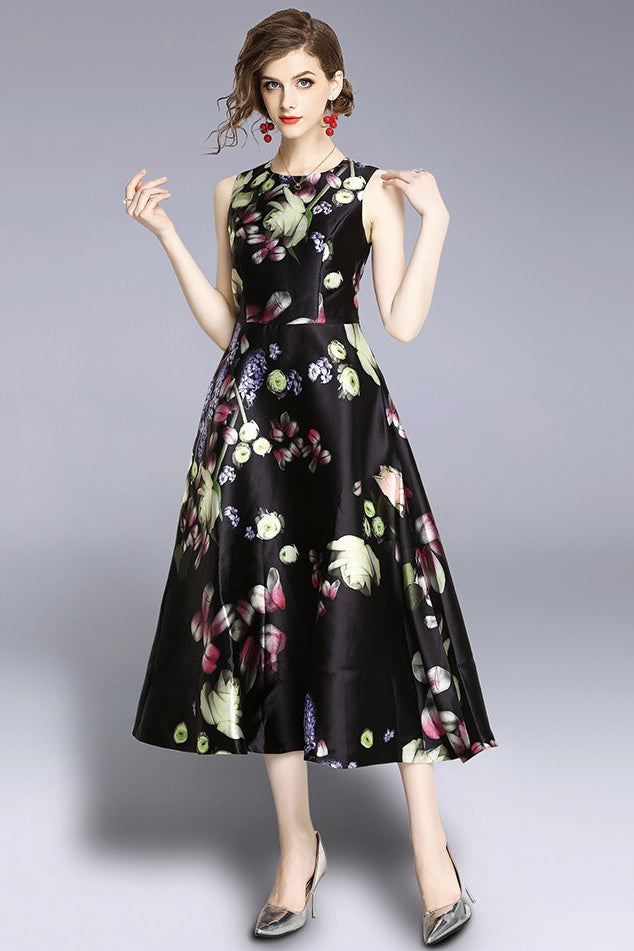 Buy Women's Black Knee Length Floral Dresses Online