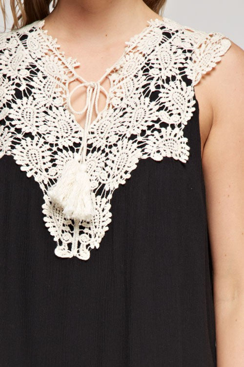 Gauze Crochet & Tassel detailed Dress - Dress Album