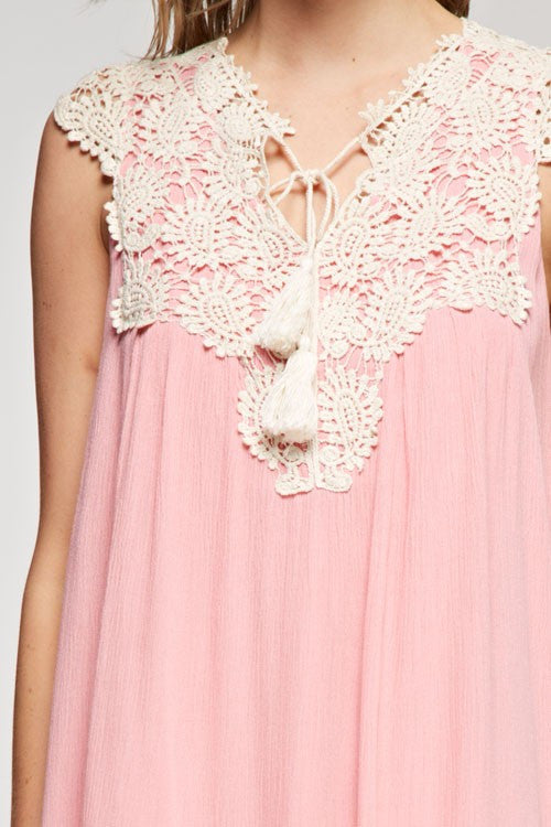Gauze Crochet & Tassel detailed Dress - Dress Album