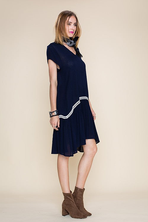 Line Ruffle Bottom Hem Dress - Dress Album