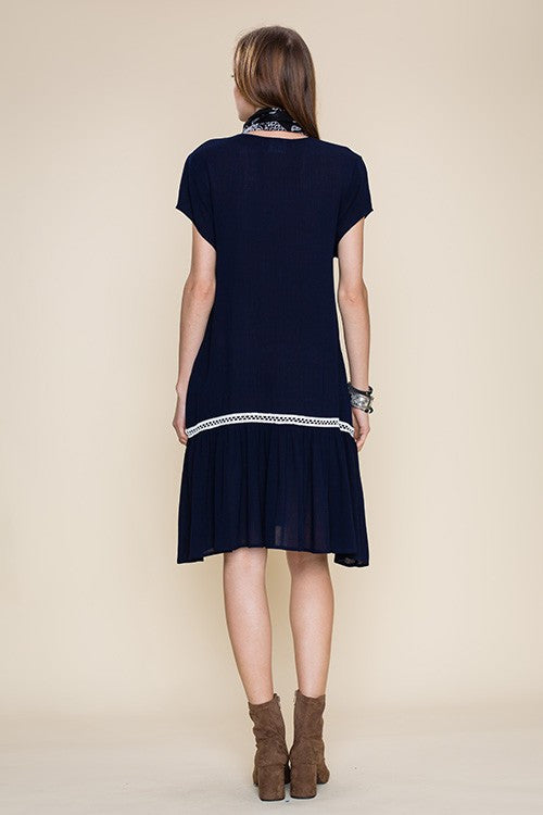 Line Ruffle Bottom Hem Dress - Dress Album