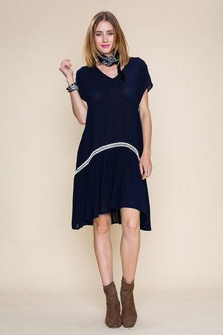 Line Ruffle Bottom Hem Dress - Dress Album