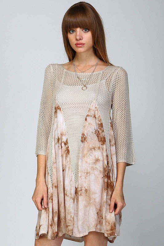 Tie-Dye Knitted Boho Dress S / Blue Tie-Dye Knitted Boho Dress S / Blue