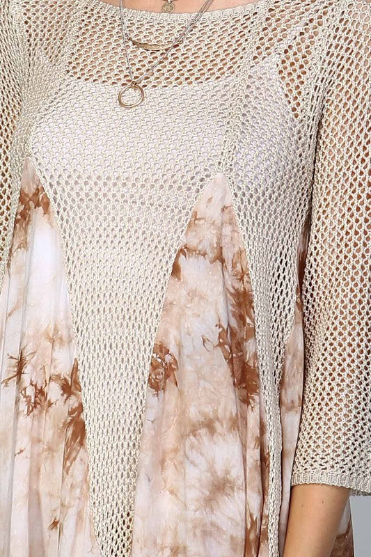 Tie-Dye Knitted Boho Dress - Dress Album