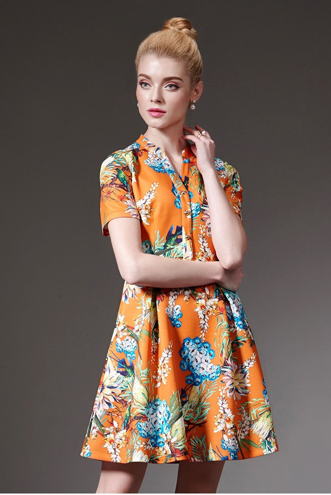 Orange Floral Dress