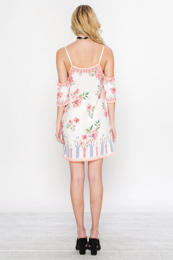 Floral Cold Shoulder Shift Dress