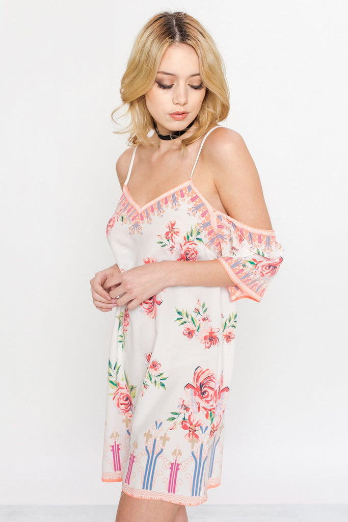 Floral Cold Shoulder Shift Dress