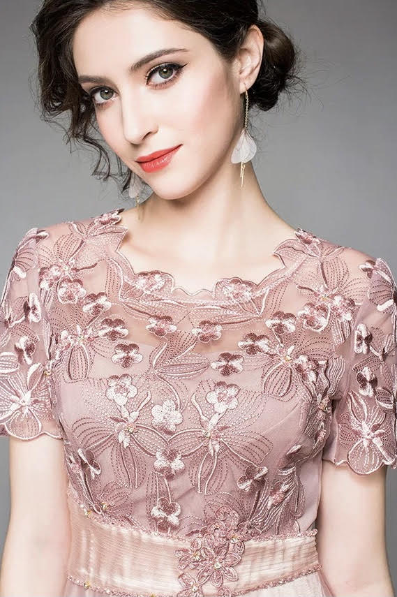 Lace Maxi Dress W/ Beads