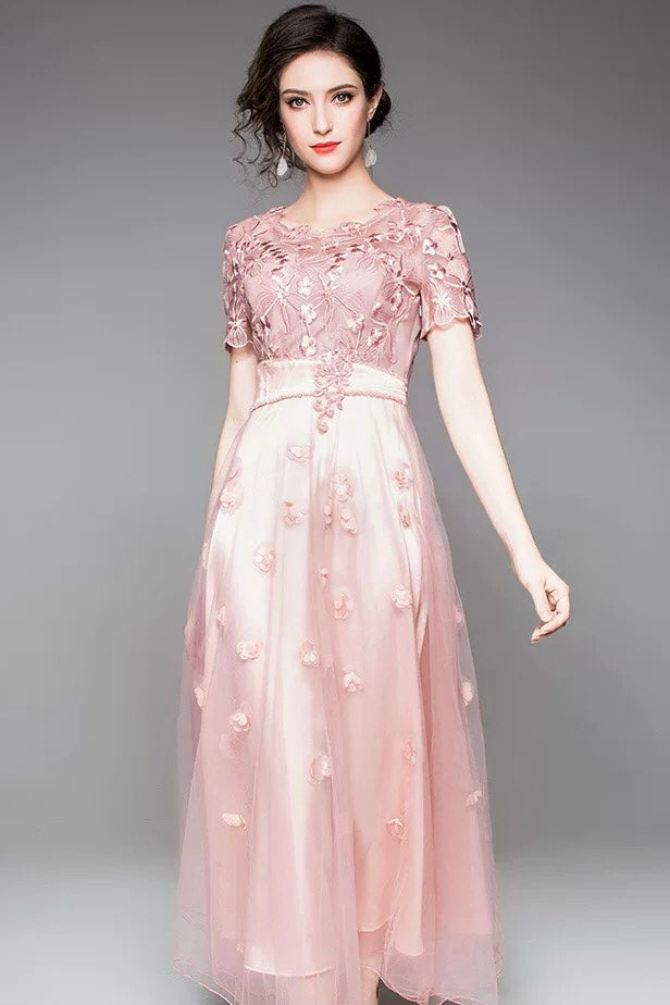 Lace Maxi Dress W/ Beads