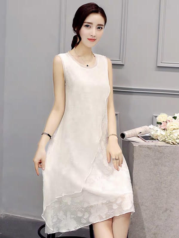 Layered A-Line Silk Dress