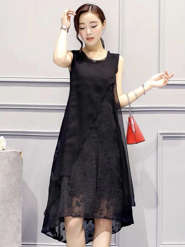 Layered A-Line Silk Dress