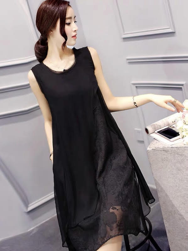 Layered A-Line Silk Dress