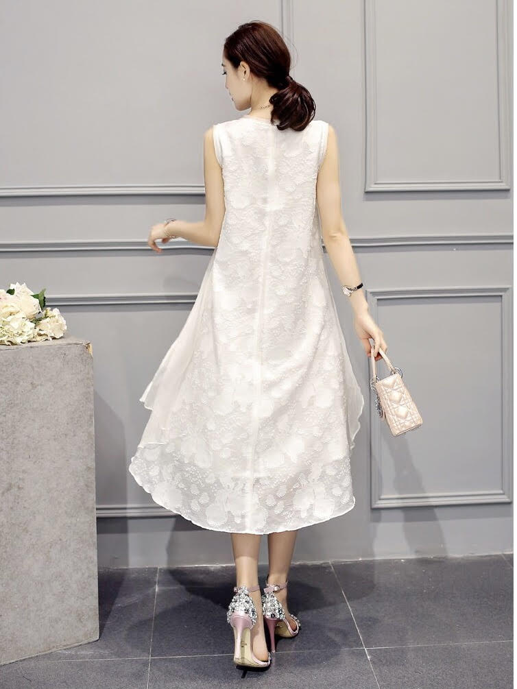 Layered A-Line Silk Dress