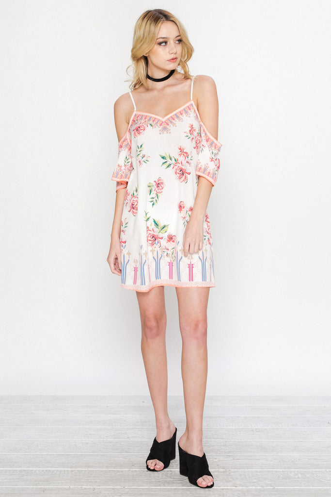 Floral Cold Shoulder Shift Dress