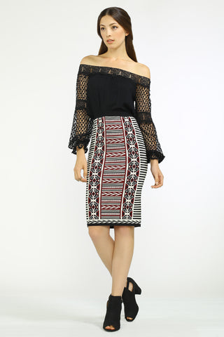 Vintage Print Sweater Skirt