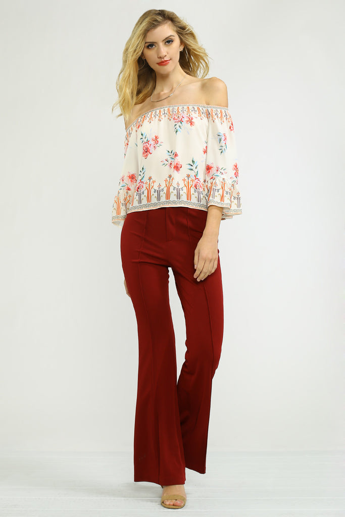 Off Shoulder Top W/ Belled Sleeve