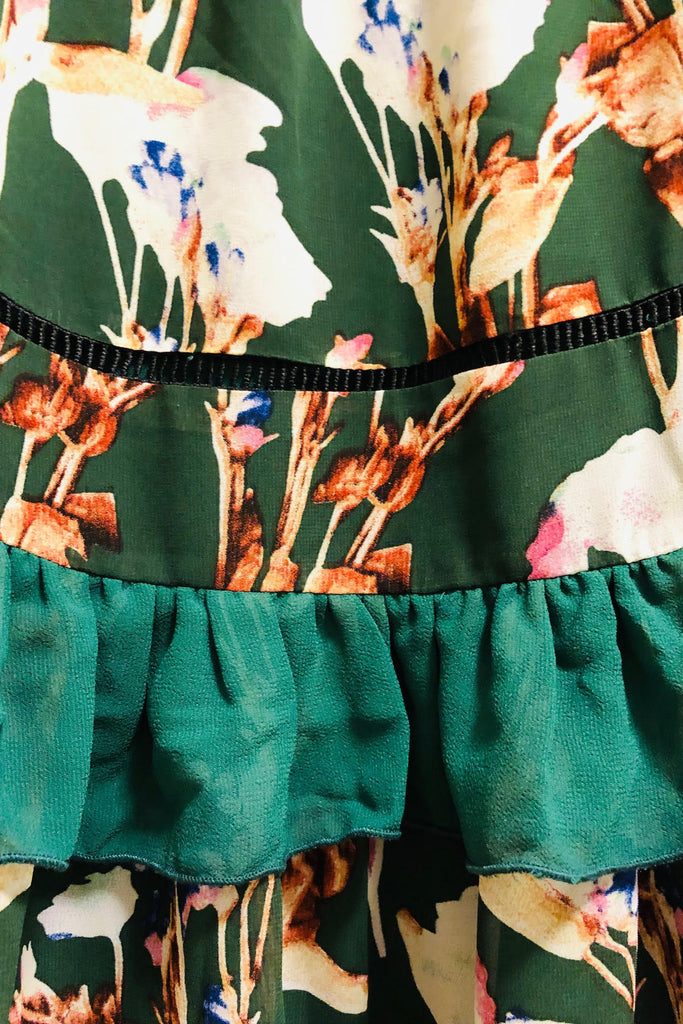 Green Cold Shoulder Ruffled Dress