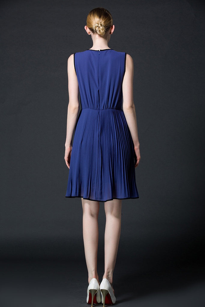 Floral Print Pleated Chiffon Dress