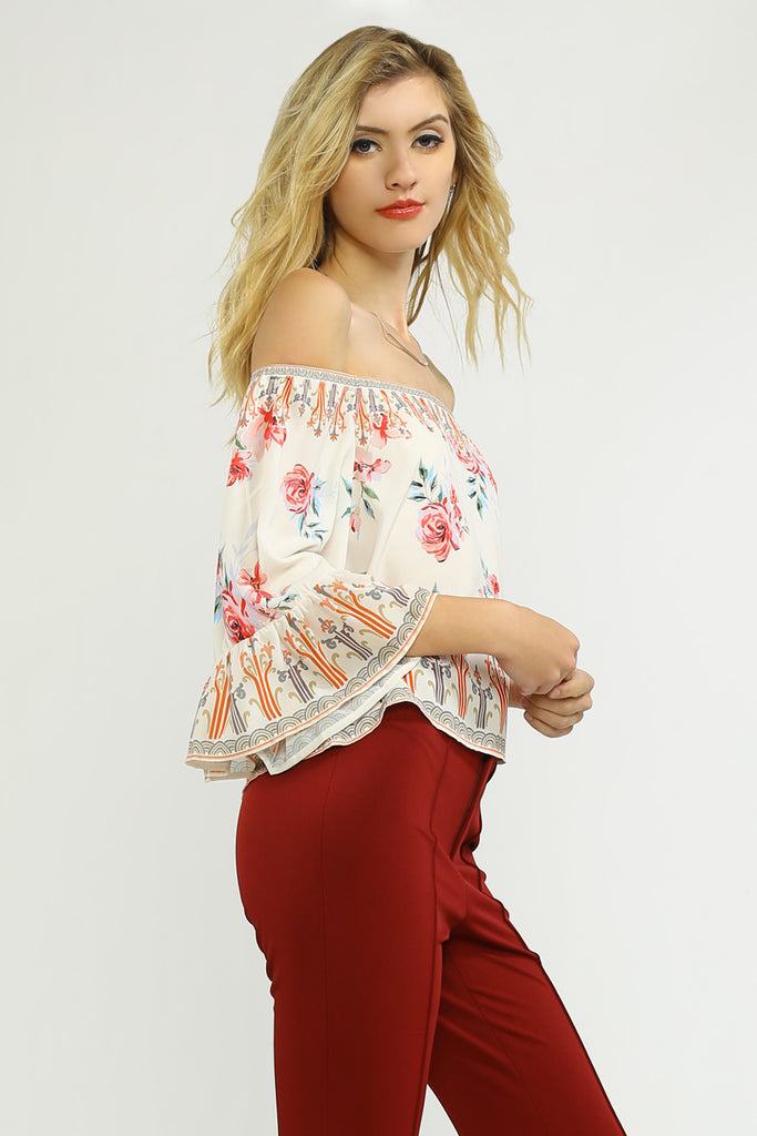 Off Shoulder Top W/ Belled Sleeve