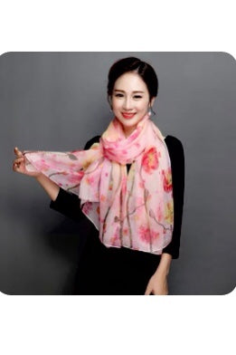 Silk Floral Print Scarf