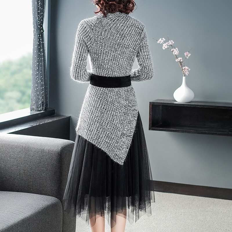 Sweater and Velvet Skirt Set - Dress Album