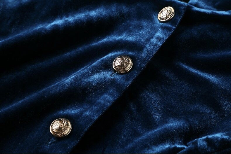 Stand Collar Velvet Dress